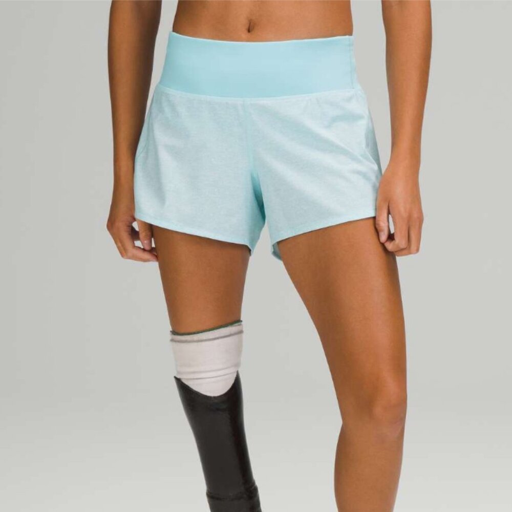 Lululemon Speed Up Mid-Rise Short 4" Heather Lux Multi Icing Blue Size 14 Tall
